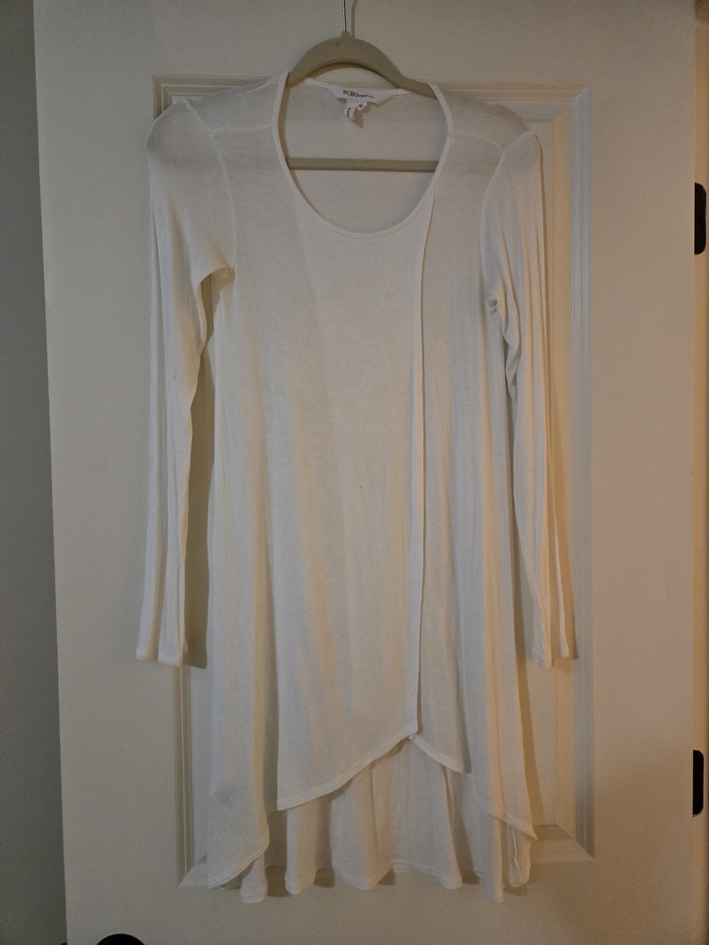 BCBGeneration White Long Sleeve Layered Tunic Top Size XS